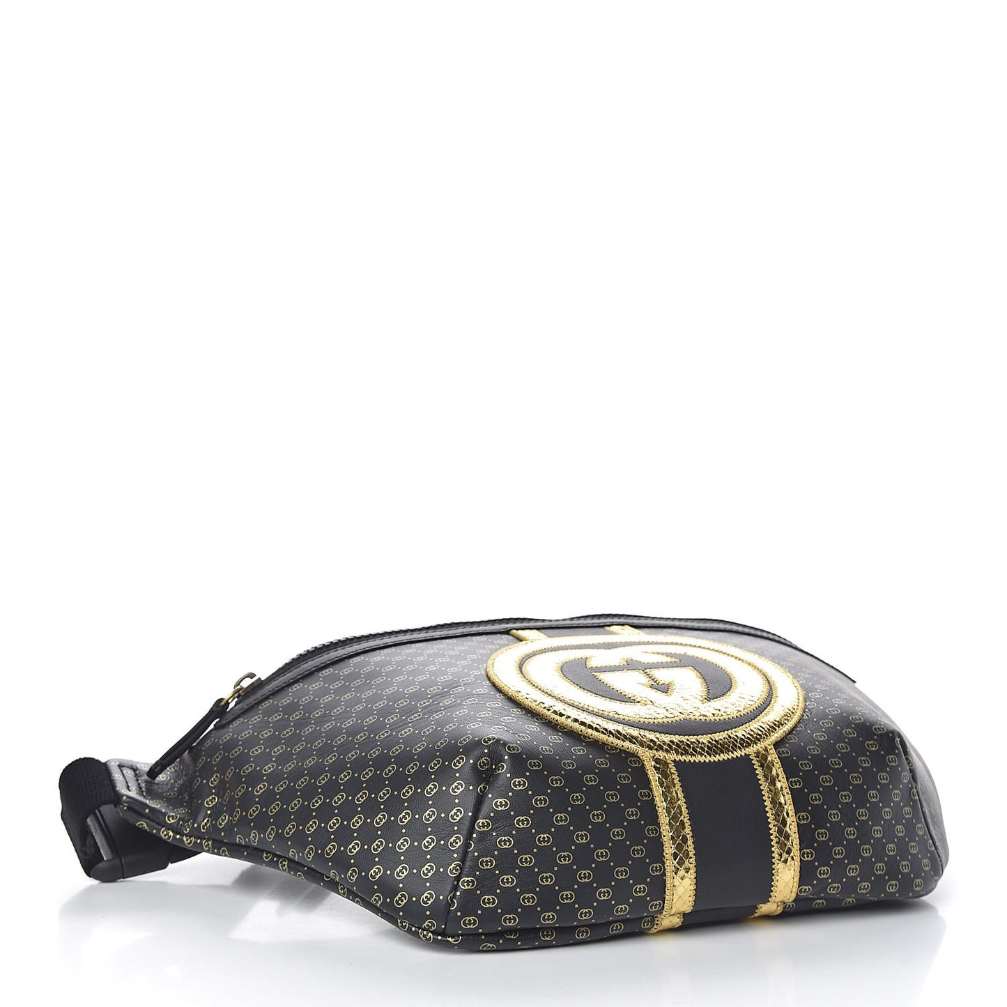 X DAPPER DAN Calfskin Laminated Ayers GG Micro Monogram Mens Belt Bag Black