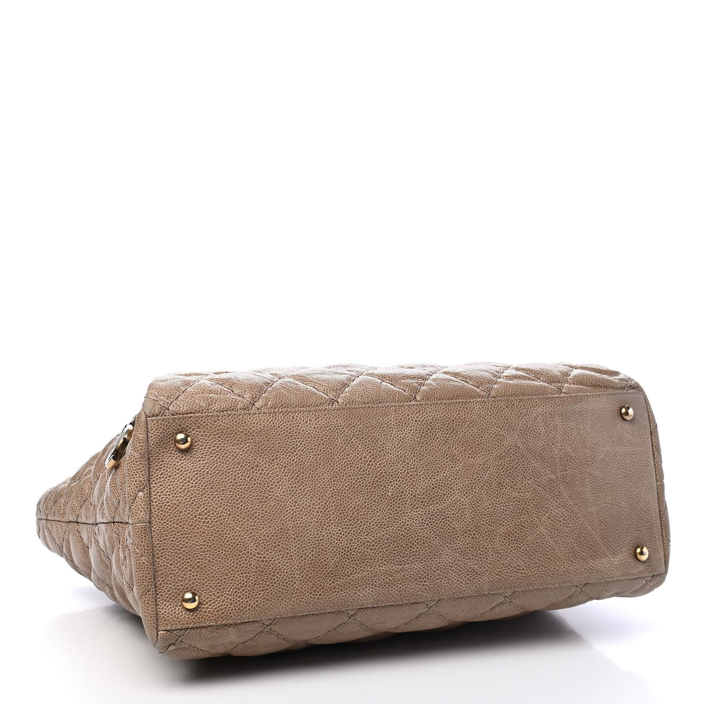 Crumpled Grained Calfskin Large Coco Pleats Tote Beige
