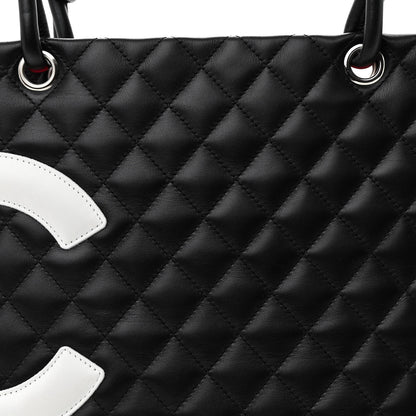 Chanel Calfskin Quilted Large Cambon Tote Black Whtie 8 of 11