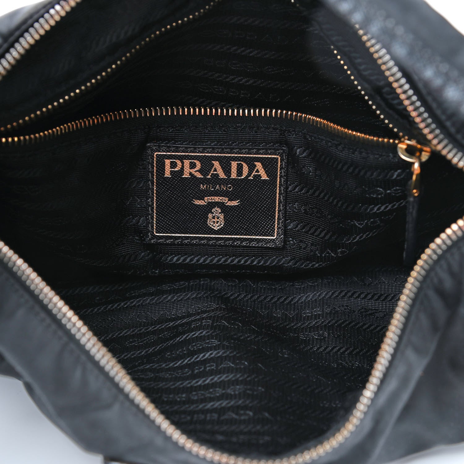 Prada Tessuto Nylon Saffiano Hobo Crossbody Black 4 of 5