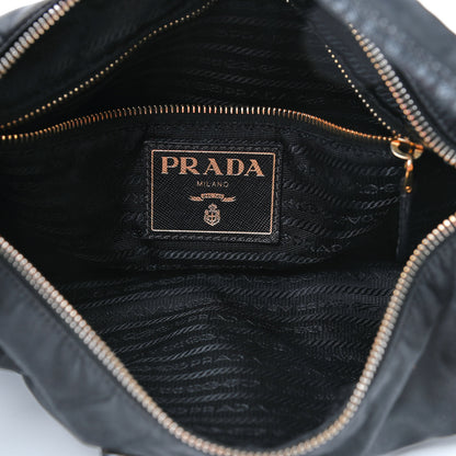 Prada Tessuto Nylon Saffiano Hobo Crossbody Black 4 of 5