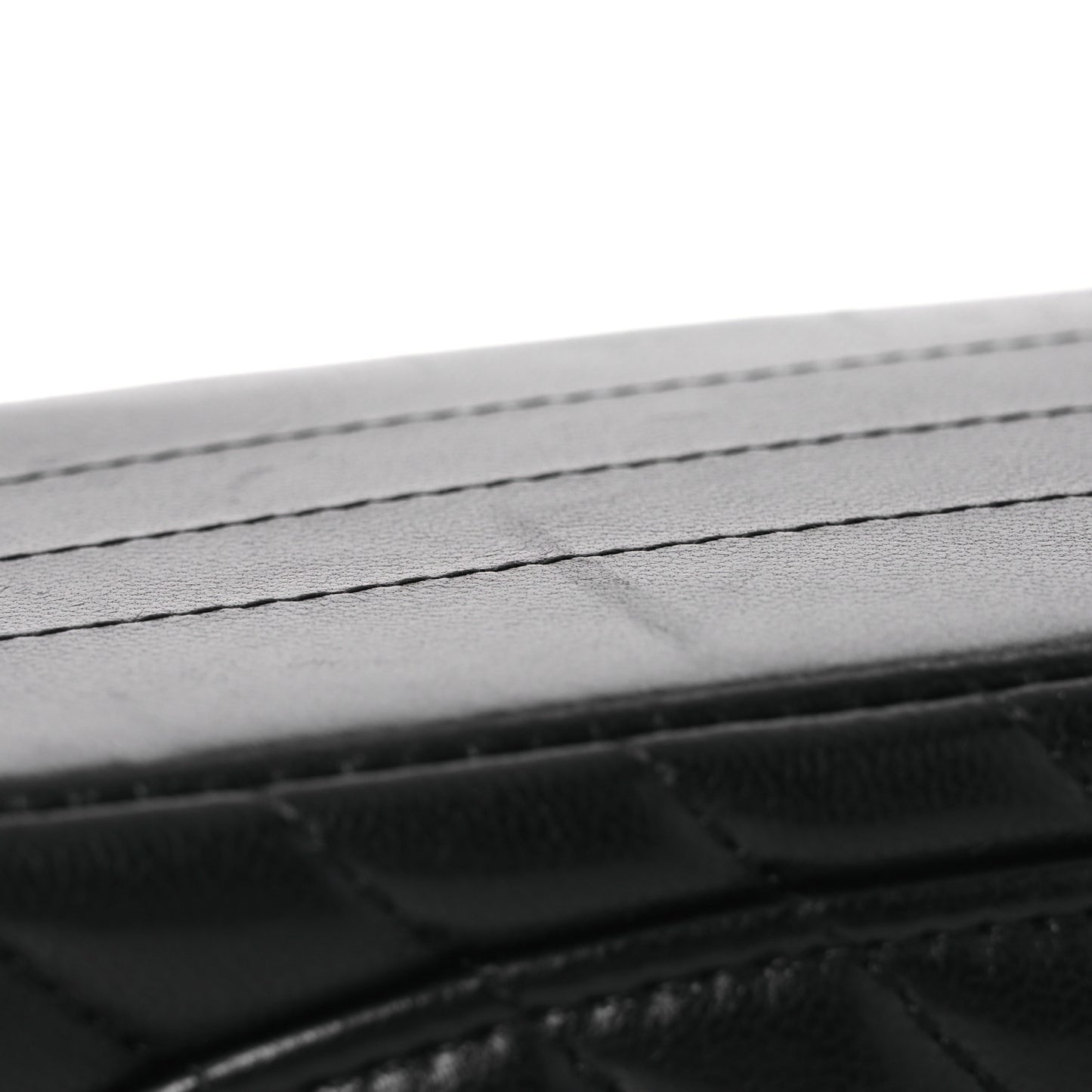 Lambskin Chevron Quilted Mini Square Flap Black