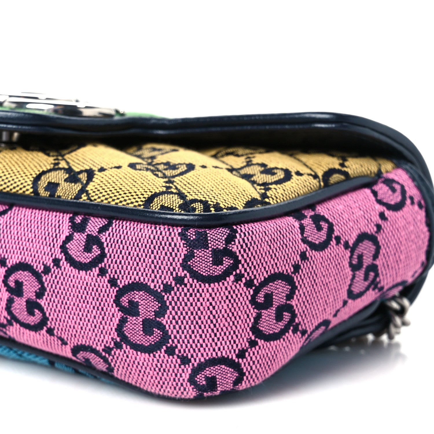 Gucci Monogram Multicolor Matelasse Diagonal Super Mini GG Marmont Shoulder Bag Green Blue Yellow Light Blue Pink 10 of 10