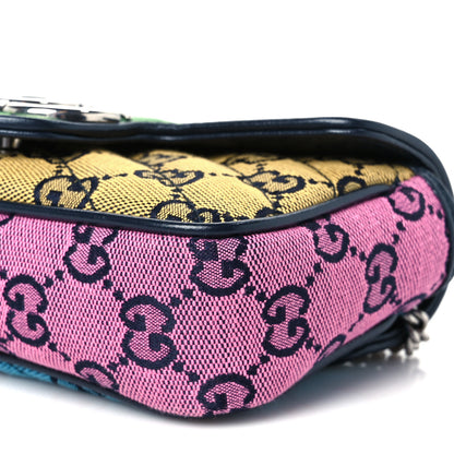 Gucci Monogram Multicolor Matelasse Diagonal Super Mini GG Marmont Shoulder Bag Green Blue Yellow Light Blue Pink 10 of 10