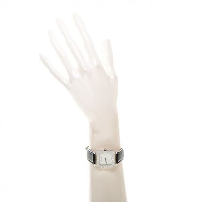 Tiffany Sterling Silver Calfskin 27mm Atlas Square Quartz Watch 2 of 8