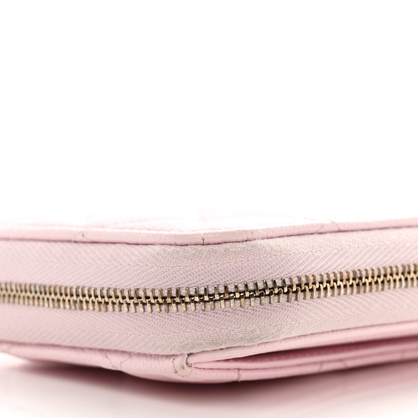 Caviar Quilted Large Gusset Zip Around Wallet Light Pink