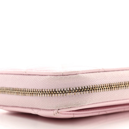 Chanel Caviar Quilted Large Gusset Zip Around Wallet Light Pink 9 of 11