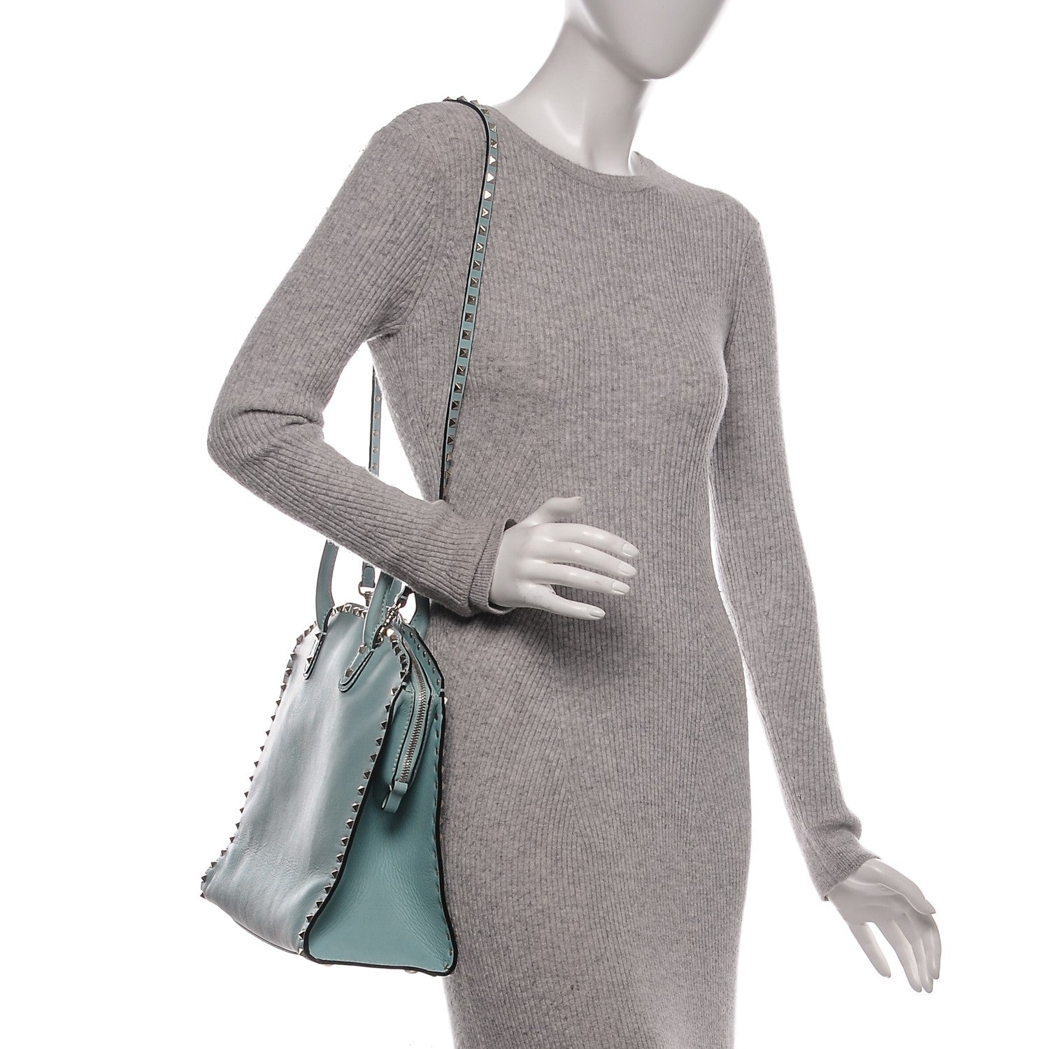 Valentino Garavani Vitello Rockstud Dome Shopper Baby Blue 2 of 8