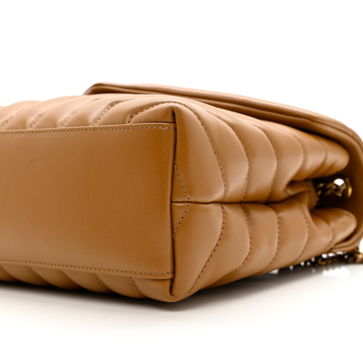Saint Laurent Calfskin Y Quilted Monogram Small Loulou Chain Satchel Dark Natural 9 of 9