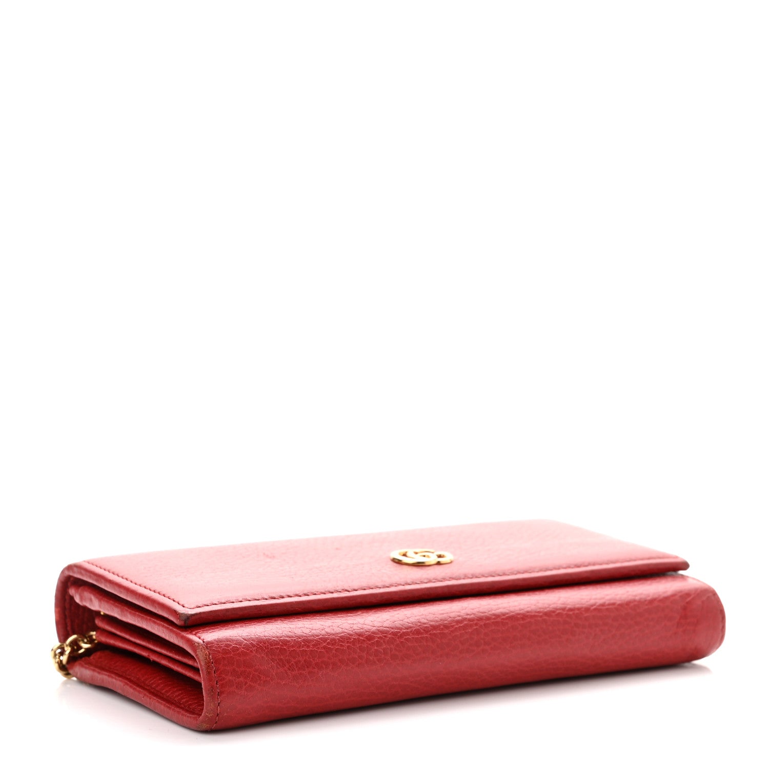 Gucci Dollar Calfskin Petite GG Marmont Wallet Chain Bag Hibiscus Red 4 of 13