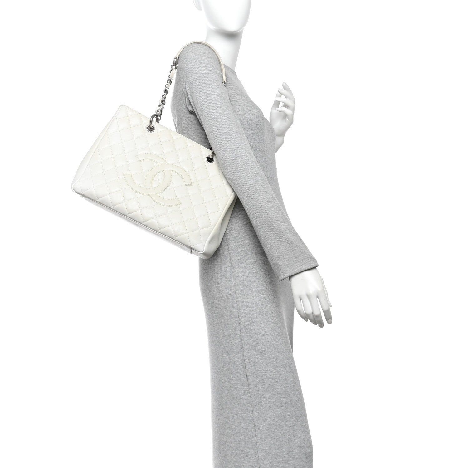 Chanel Caviar Quilted Grand Shopping Tote GST White 2 of 13