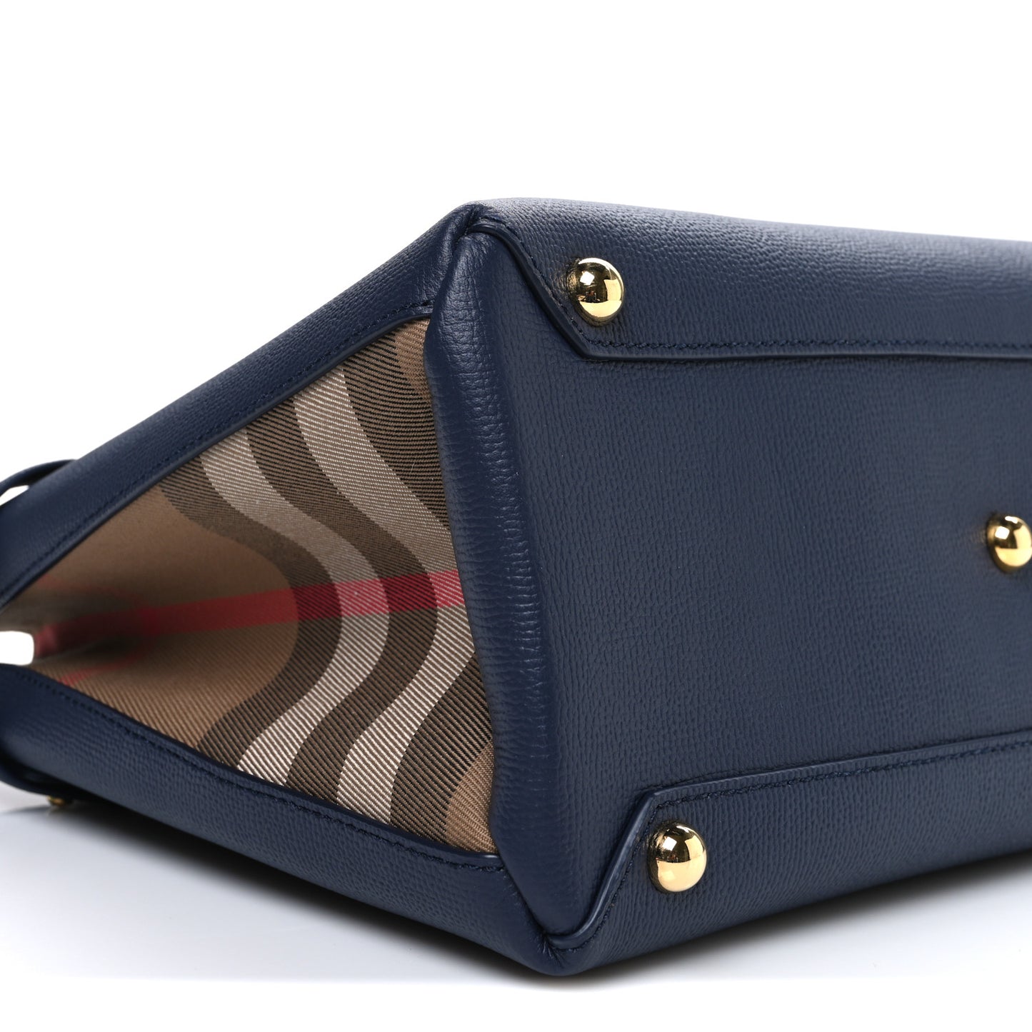 Derby Calfskin House Check Medium Banner Tote Ink Blue