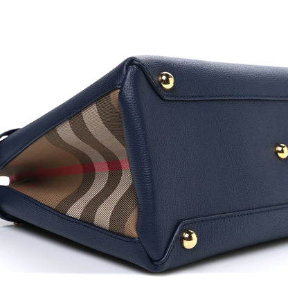Burberry Derby Calfskin House Check Medium Banner Tote Ink Blue 10 of 11