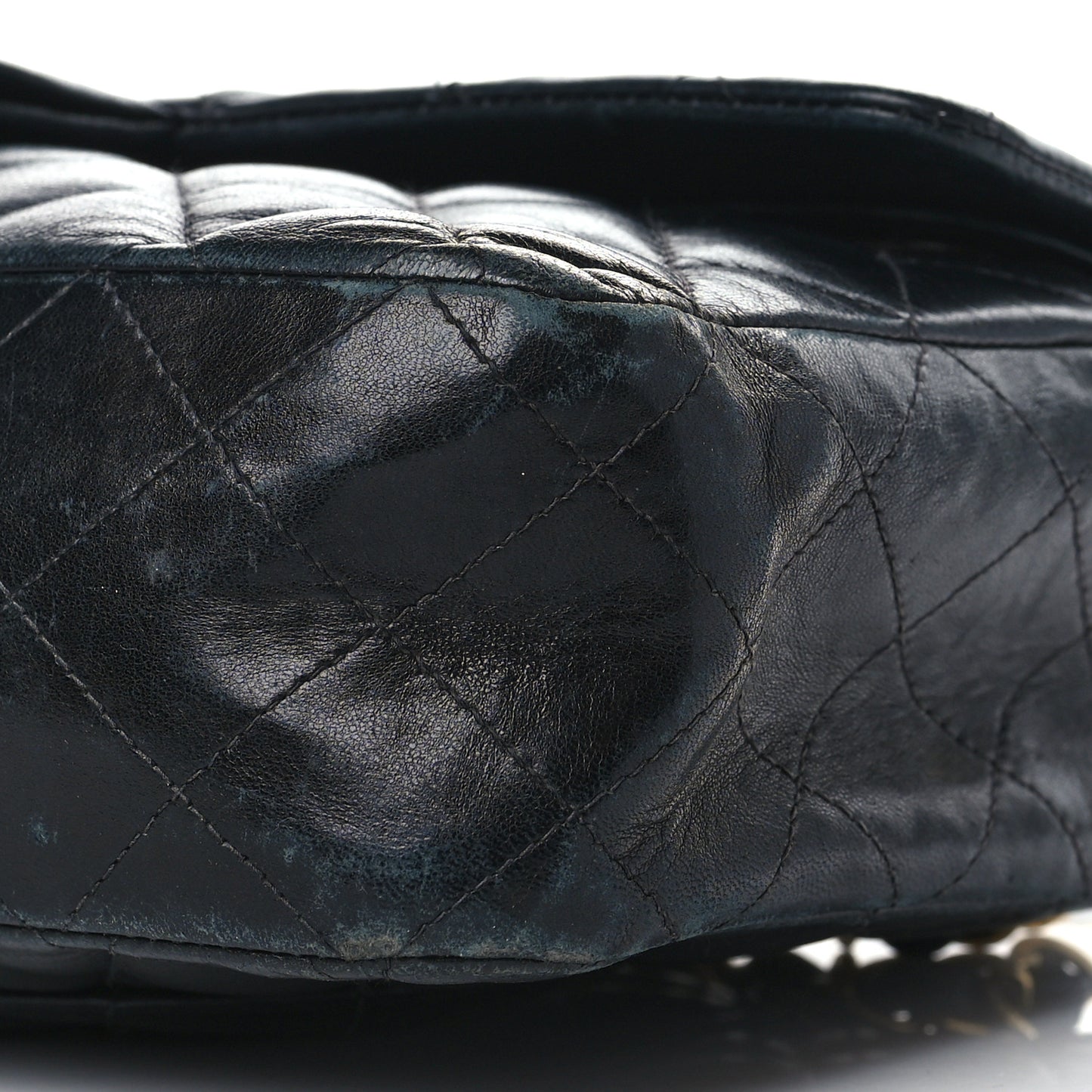 Lambskin Quilted Medium Double Flap Navy