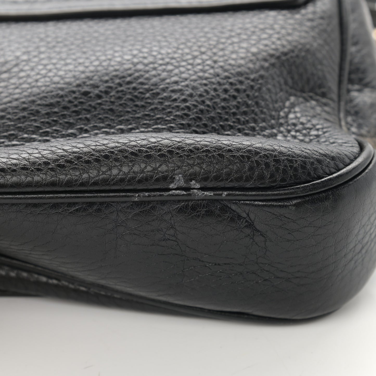 Pebbled Calfskin Medium Soho Flap Crossbody Black