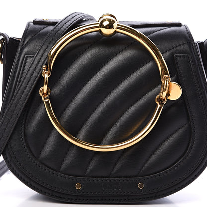 Chloe Calfskin Suede Quilted Small Nile Bracelet Bag Black 8 of 11