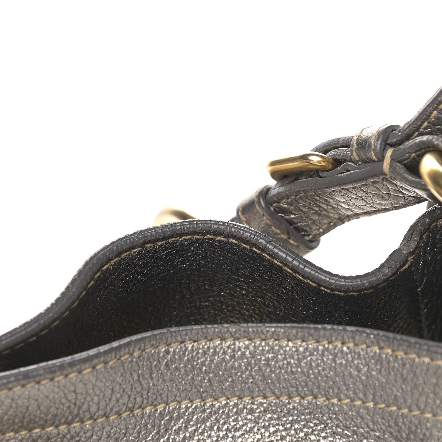 Prada Metallic Vitello Daino Side Pocket Tote Bag Acciaio 10 of 10
