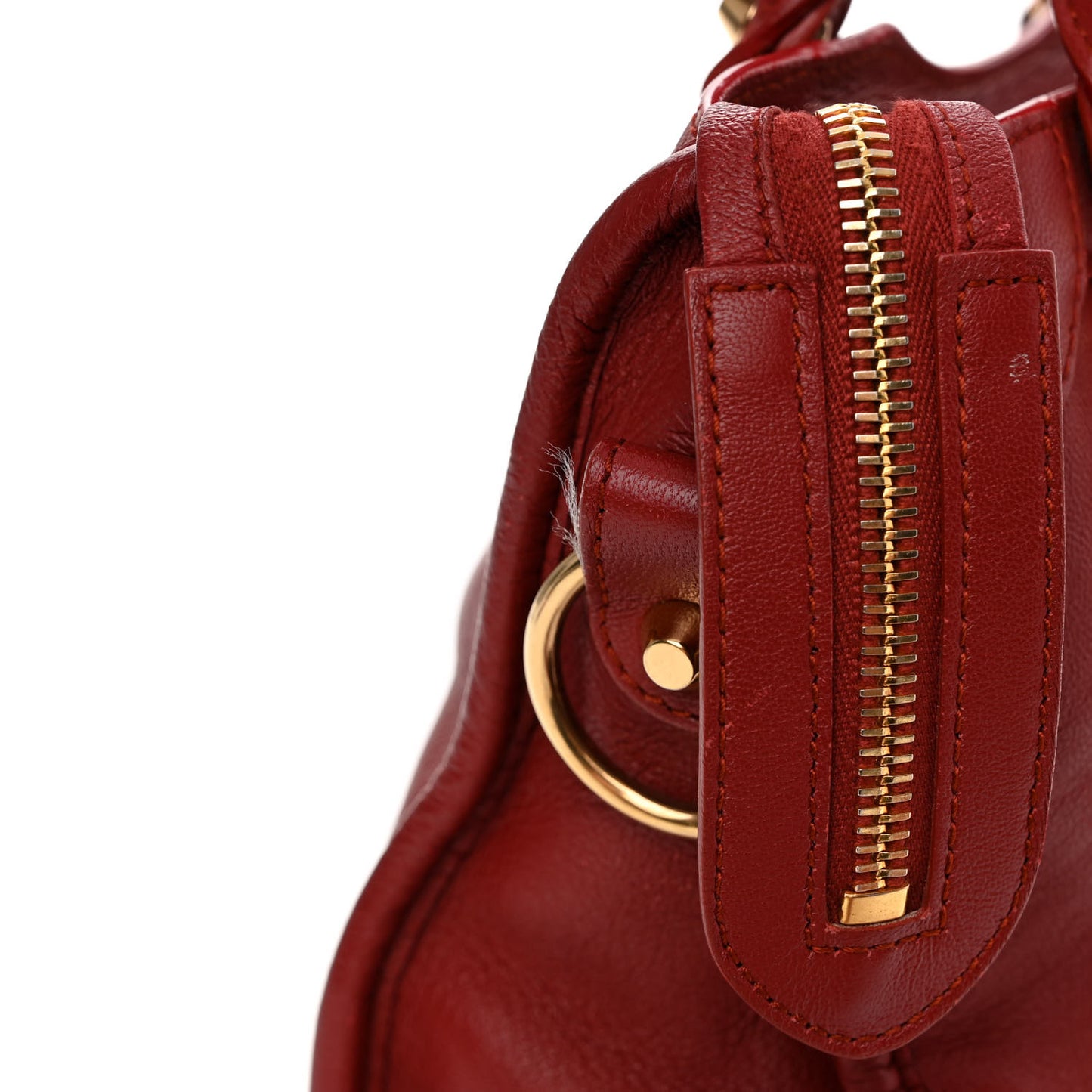 Chevre Gold Metallic Edge Hardware Mini City Rouge Brique Rouge Grenade