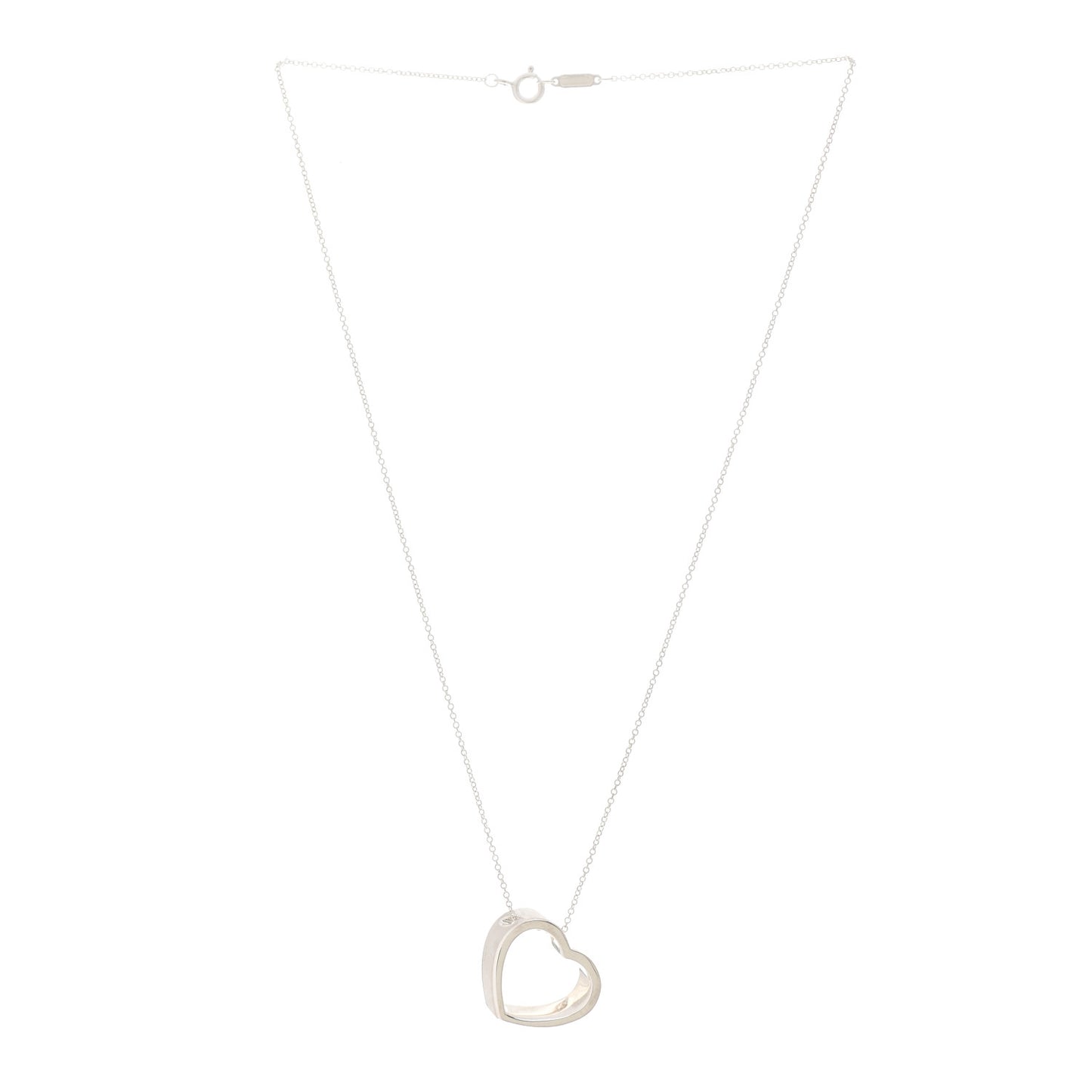Sterling Silver Slanted Heart Pendant Necklace