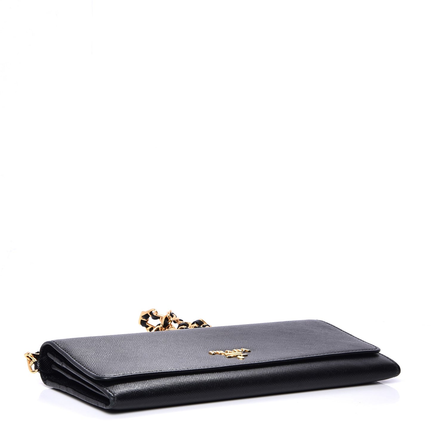 Saffiano Metal Oro Chain Wallet Nero Black