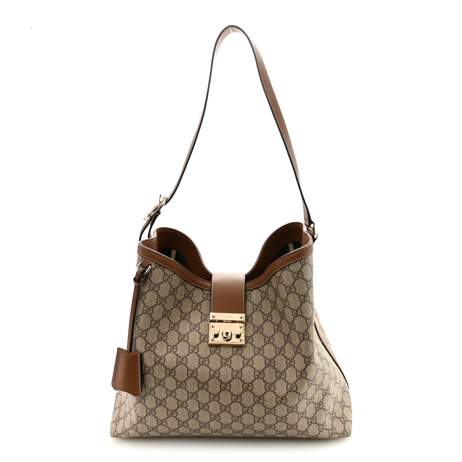 Gucci GG Icon Monogram Padlock Shoulder Bag Beige Dark Brown 1 of 10