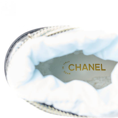 Chanel Suede Nylon Lace Up Snow Boots 38 Grey Blue 5 of 10