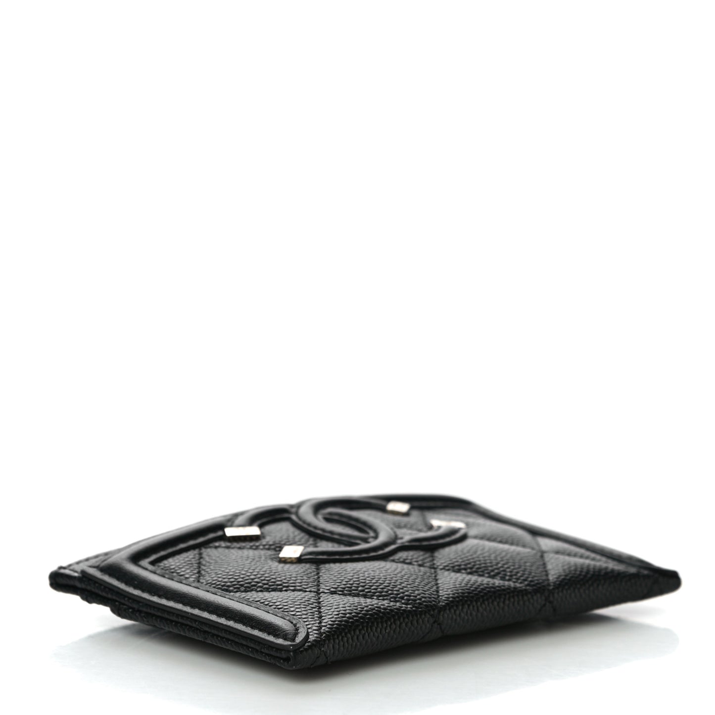 Caviar Quilted Filigree Card Holder Black