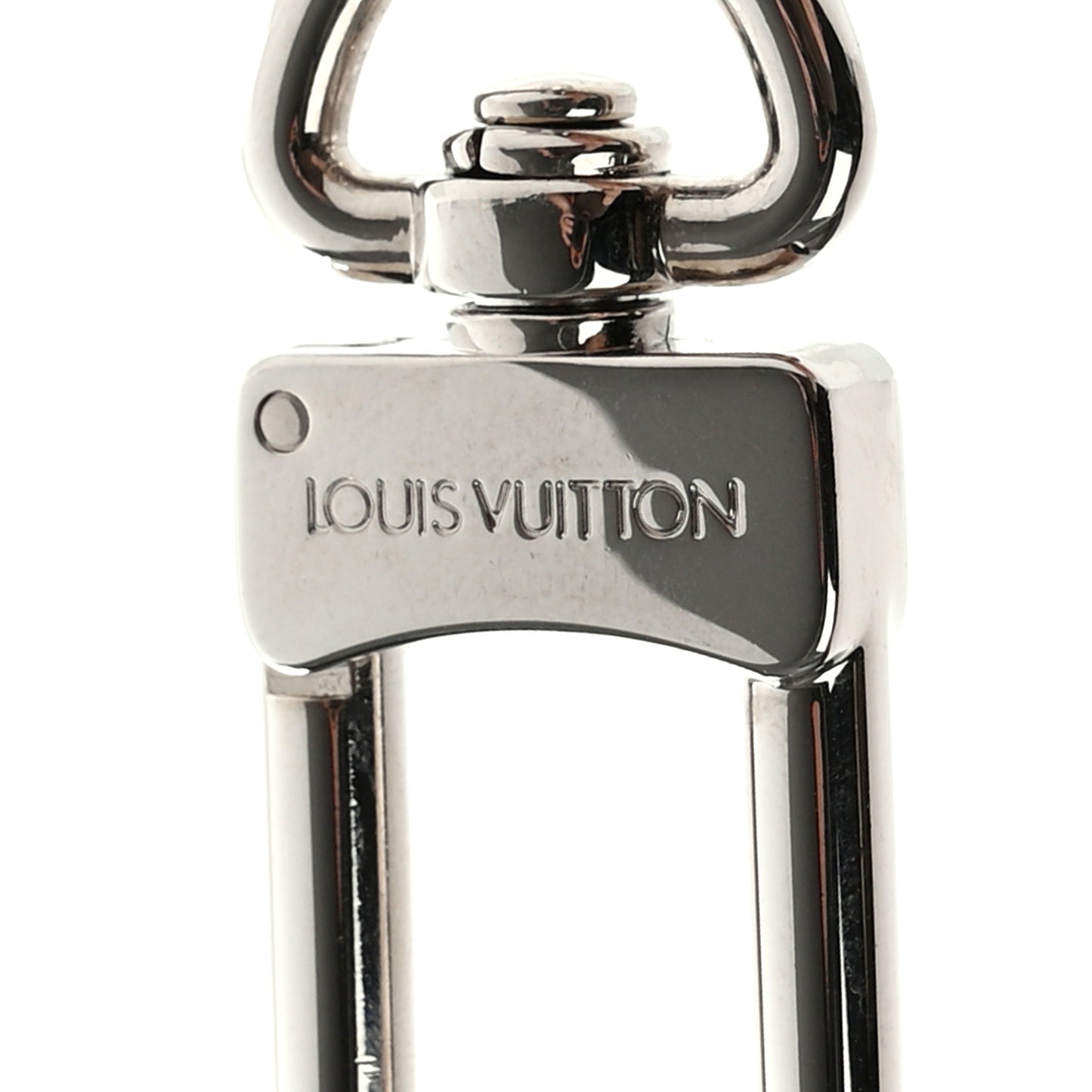 Metal Palladiium Finish LV Initiales Bag Charm Key Holder Silver