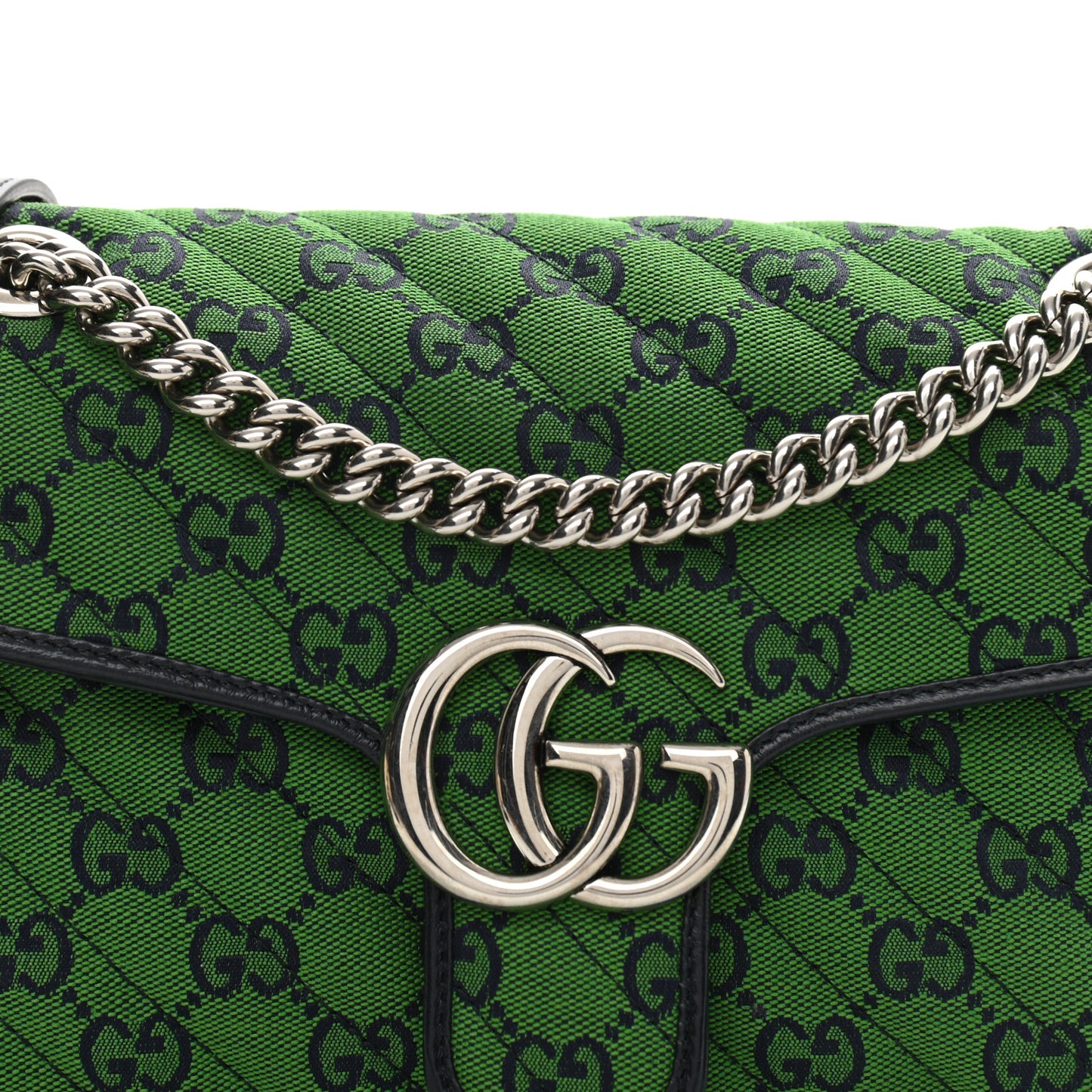 Monogram Multicolor Matelasse Diagonal Small GG Marmont Shoulder Bag Green Blue