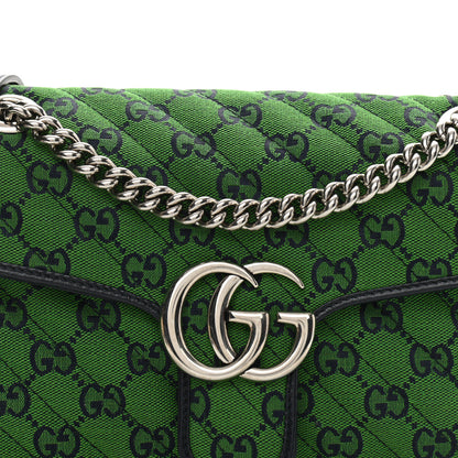 Gucci Monogram Multicolor Matelasse Diagonal Small GG Marmont Shoulder Bag Green Blue 8 of 10