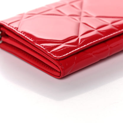 Christian Dior Patent Cannage Lady Dior Rendezvous Wallet On Chain Red 9 of 14