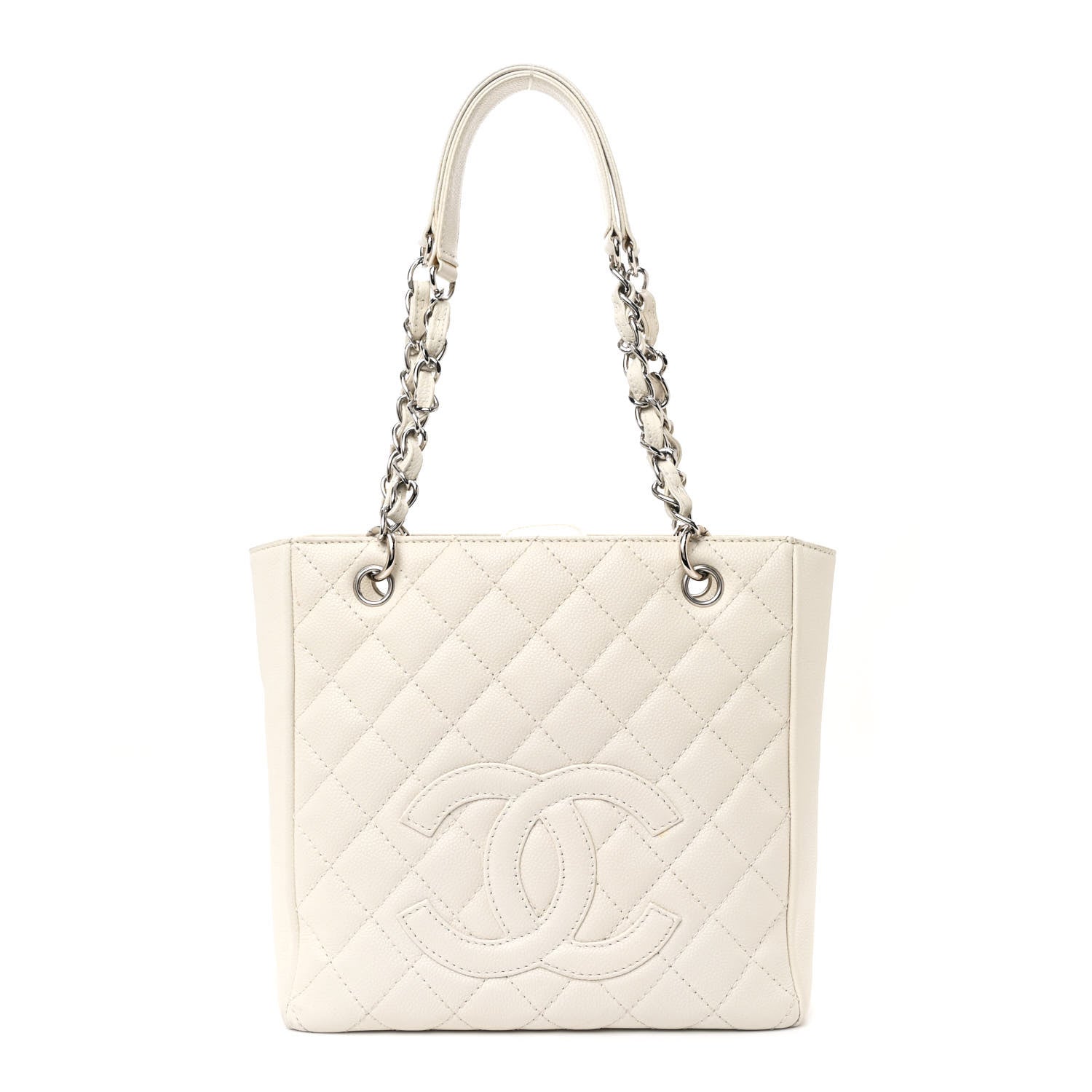Chanel Caviar Quilted Petit Shopping Tote PST White 1 of 15