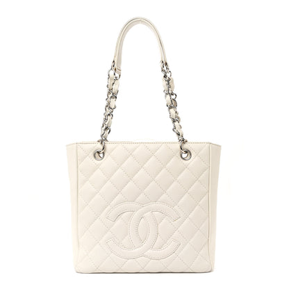Chanel Caviar Quilted Petit Shopping Tote PST White 1 of 15