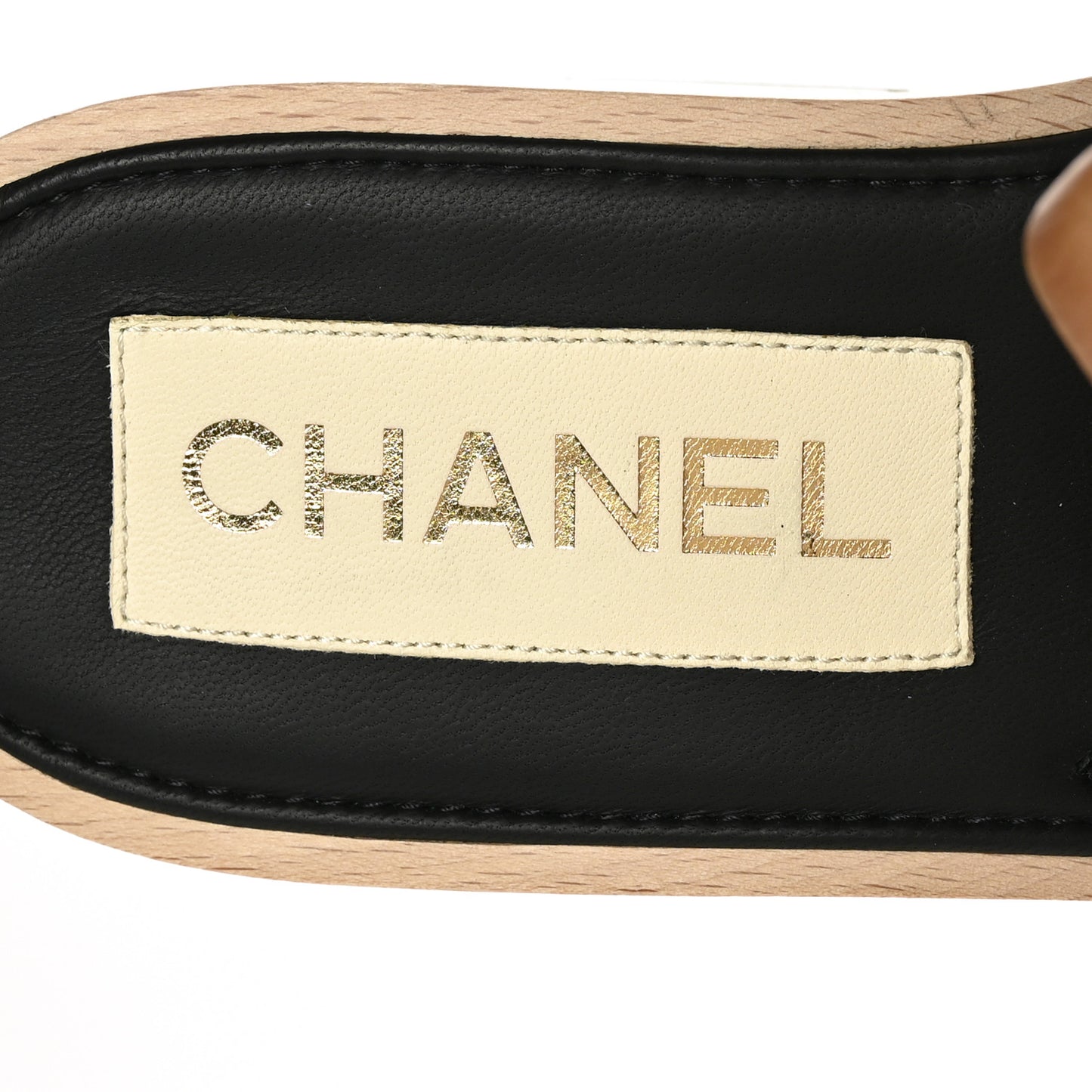 Lambskin Quilted CC Slip On Platform Sandals 39 Black