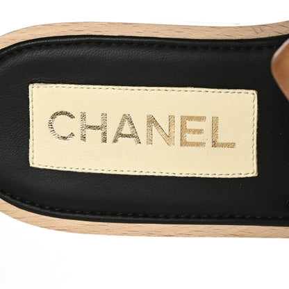 Chanel Lambskin Quilted CC Slip On Platform Sandals 39 Black 6 of 7