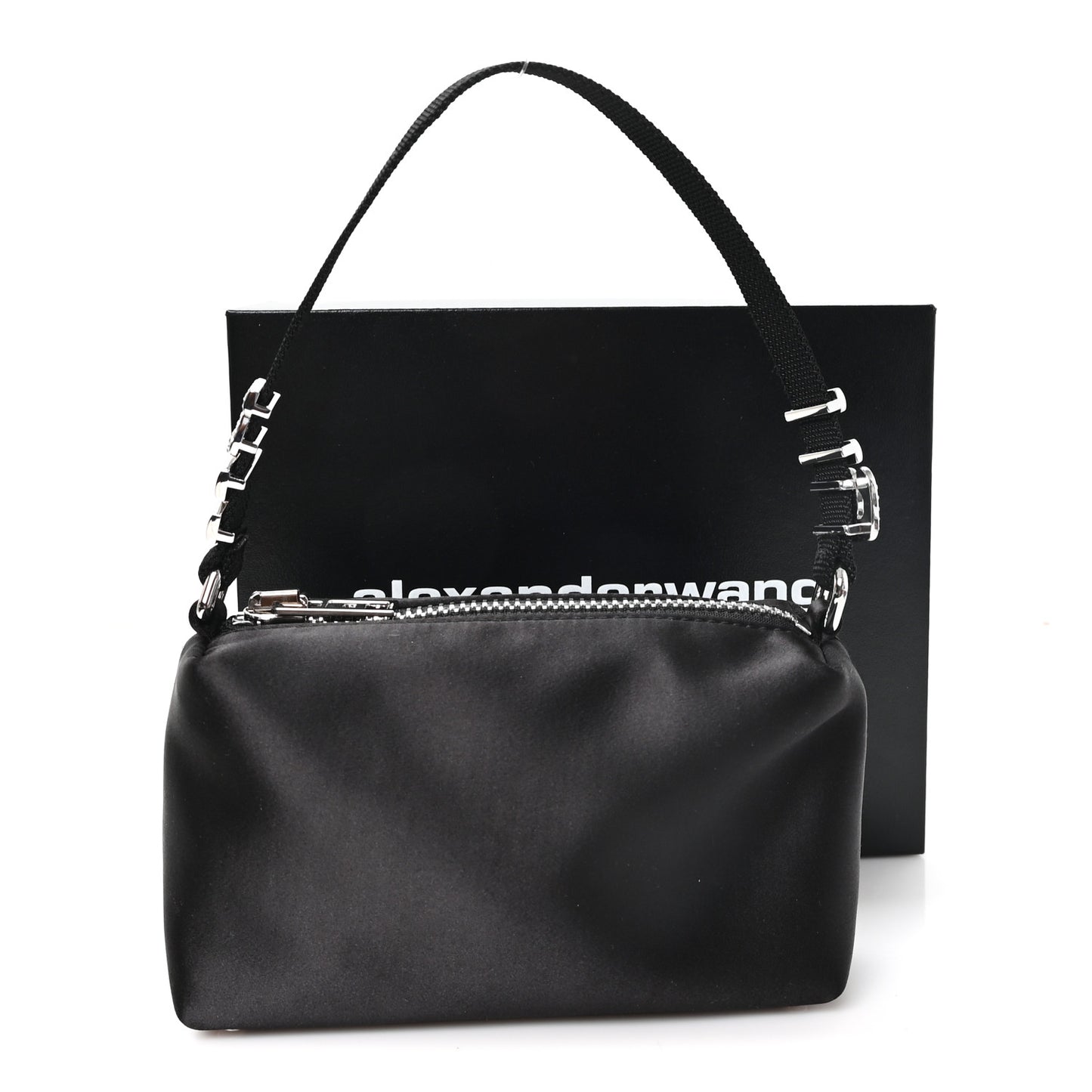 Satin Crystal Heiress Pouch Black