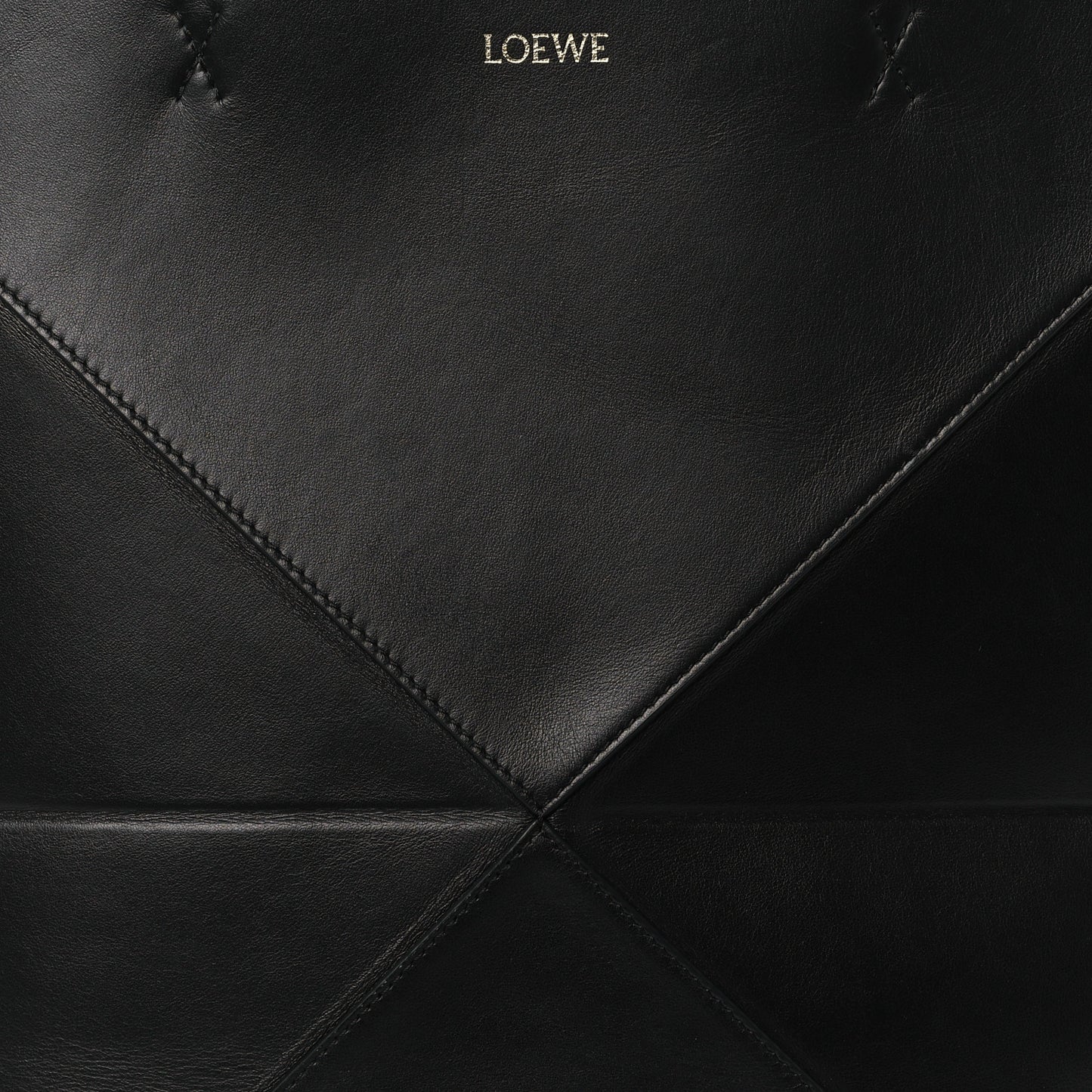 Shiny Calfskin Medium Puzzle Fold Tote Black
