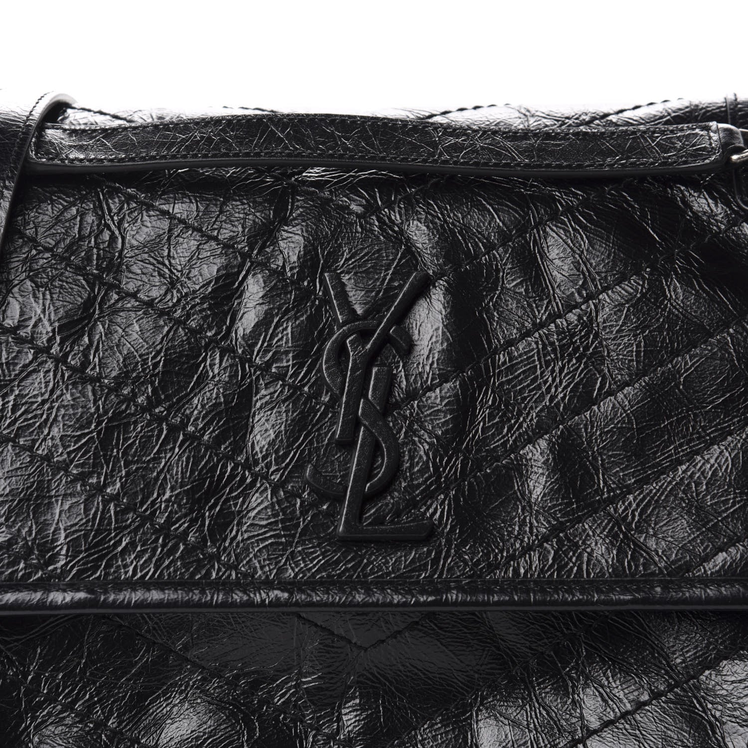 Saint Laurent Crinkled Calfskin Matelasse Monogram Medium Niki Chain Satchel Black 11 of 11