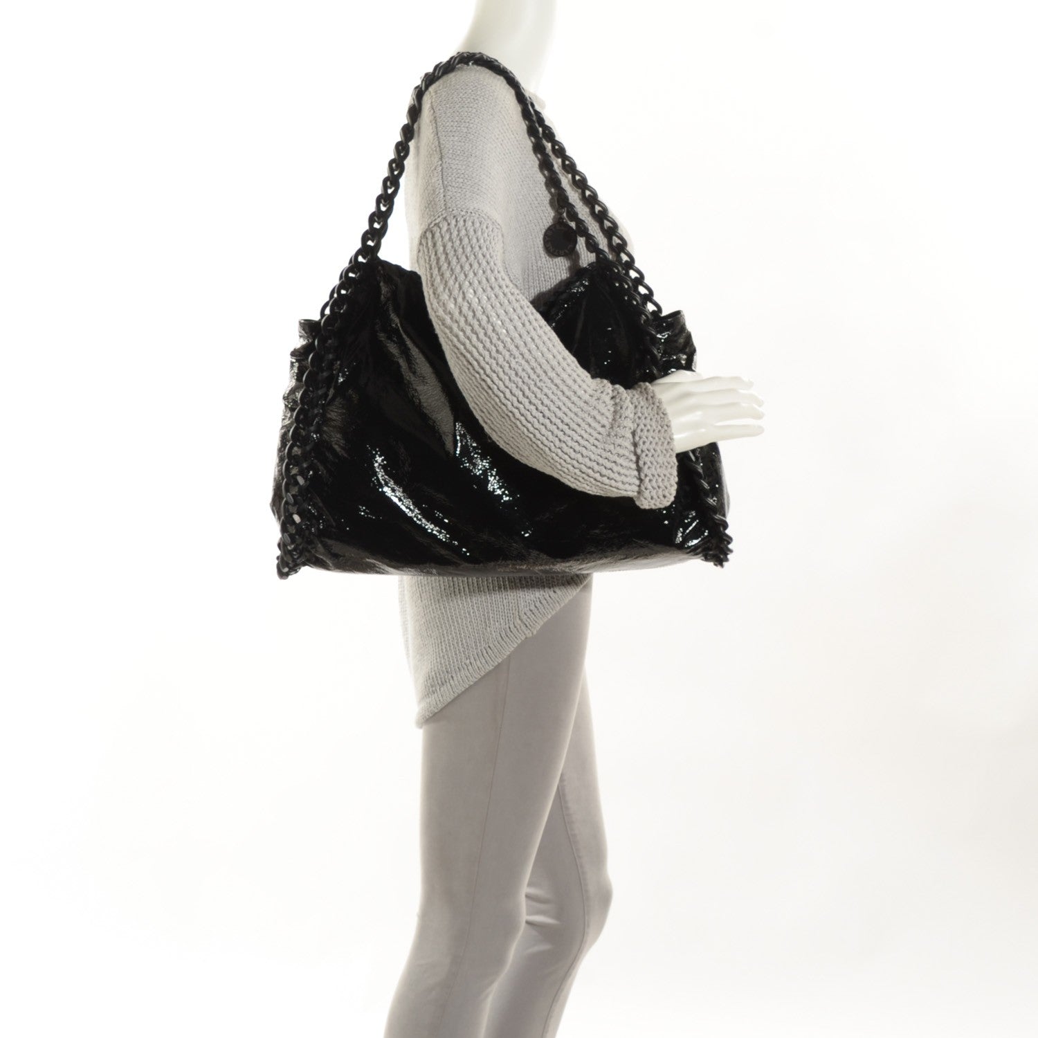 Stella McCartney Crinkled Patent East West Falabella Tote Black 2 of 7