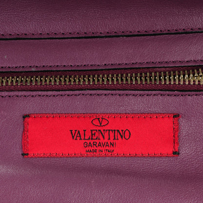 Valentino Garavani Vitello Small Rockstud Tote Purple Violet 6 of 7