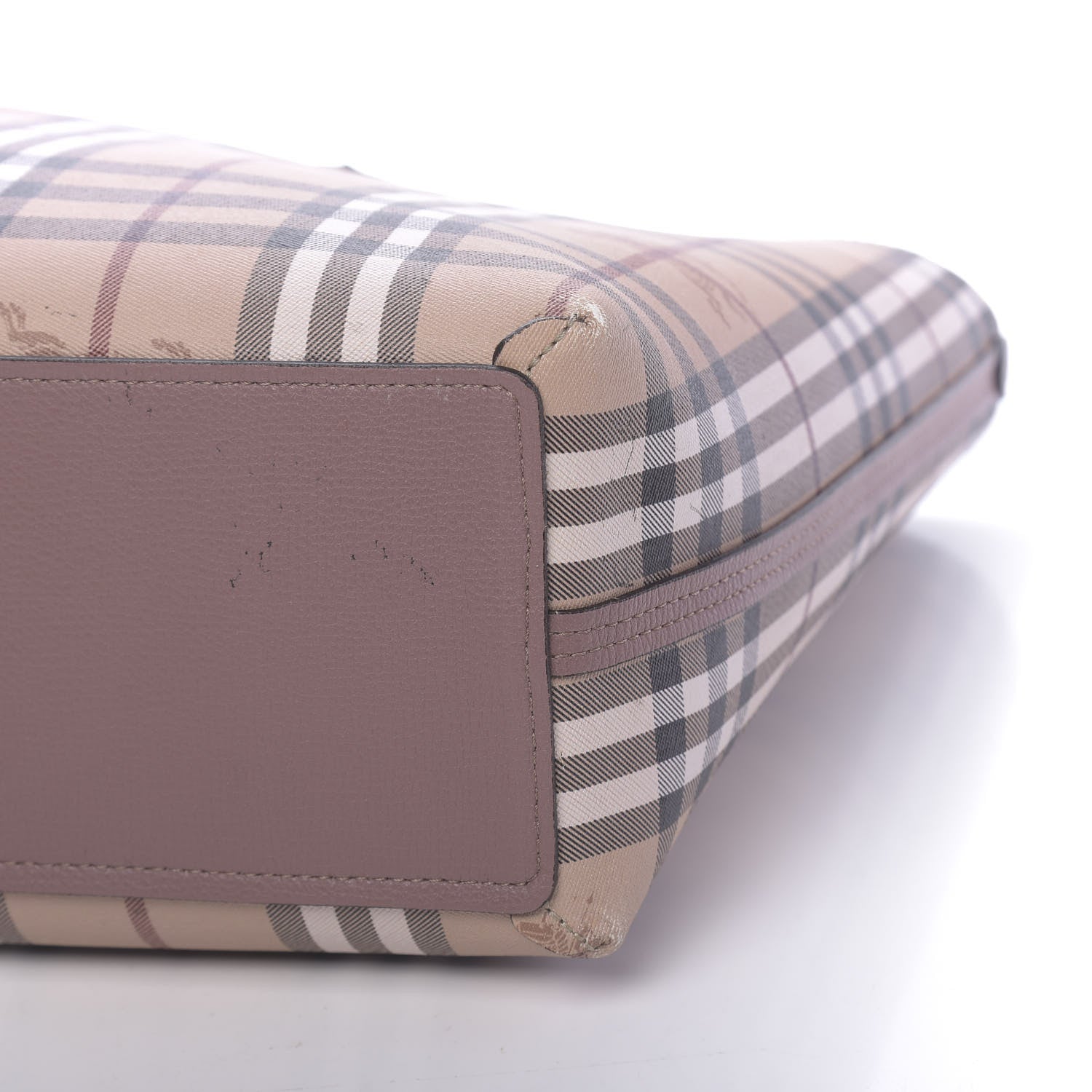 Burberry Grainy Calfskin Haymarket Check Medium Reversible Tote Dusty Pink 22 of 25