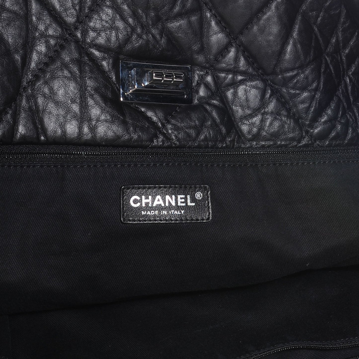 Aged Calfskin Large Reissue Drawstring Tote Black
