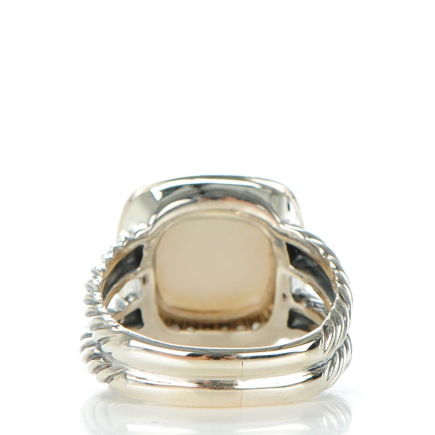 David Yurman Sterling Silver Diamond Moon Quartz 11mm Albion Ring 58 8.5 4 of 6