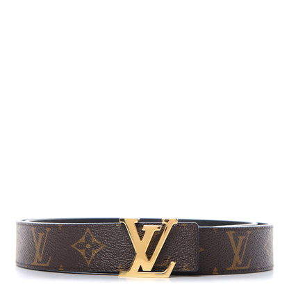 Louis Vuitton Calfskin Monogram 30mm LV Initiales Reversible Belt 85 34 Black 1 of 6