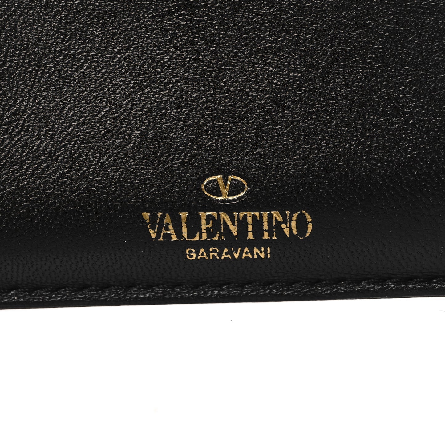 Nappa Roman Stud Zip Card Holder Black