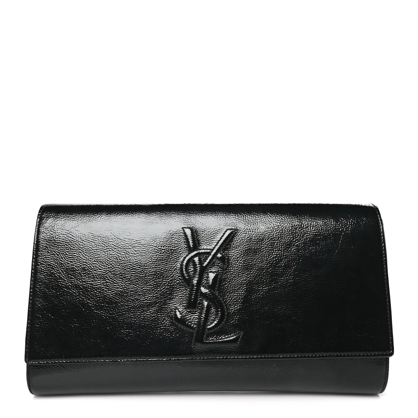 Textured Patent Monogram Large Belle De Jour Clutch Black