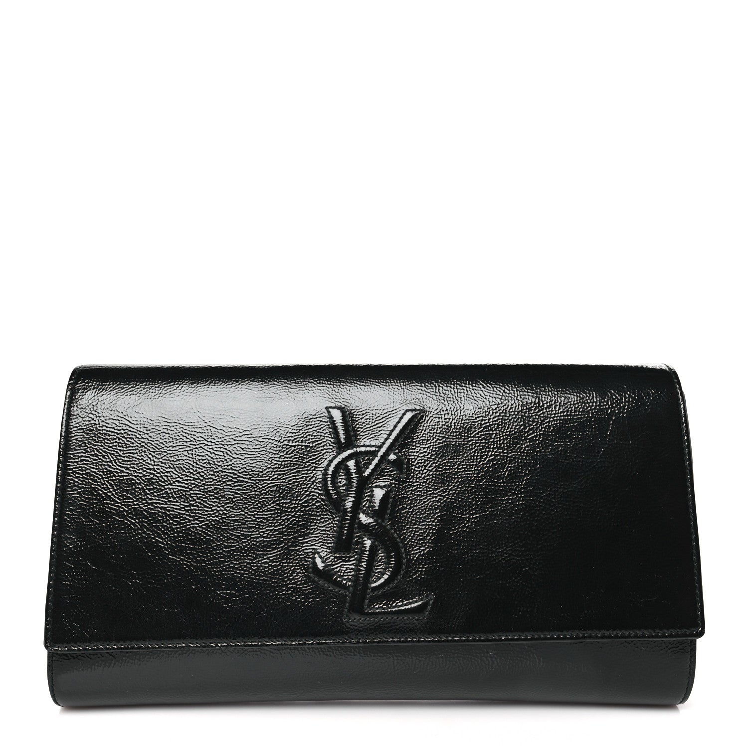 Saint Laurent Textured Patent Monogram Large Belle De Jour Clutch Black 1 of 9