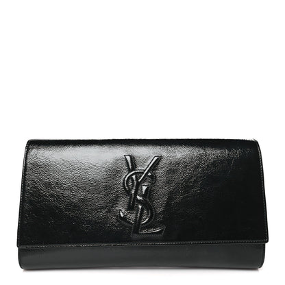 Saint Laurent Textured Patent Monogram Large Belle De Jour Clutch Black 1 of 9