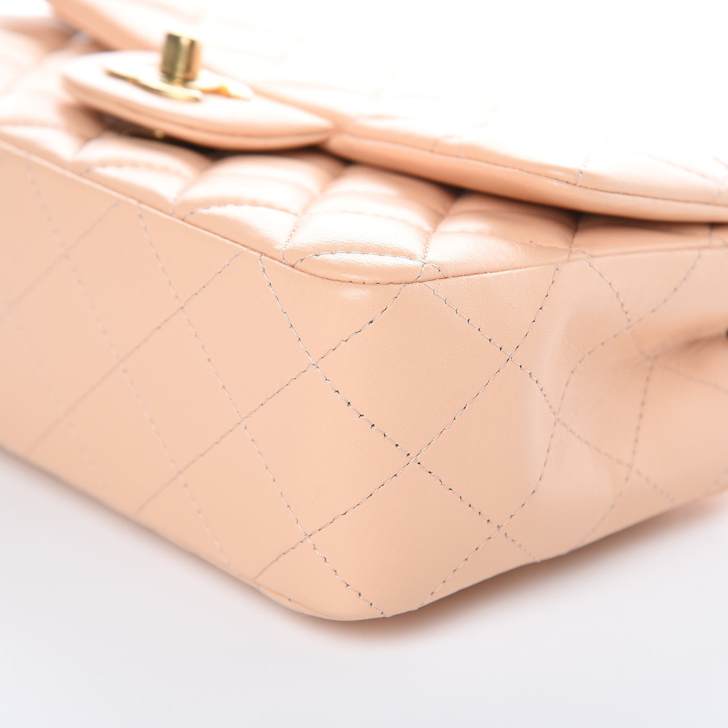 Chanel Lambskin Quilted Mini Rectangular Flap Beige 11 of 12