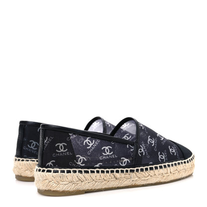Chanel Mesh Grosgrain CC Espadrilles 36 Black White 5 of 9